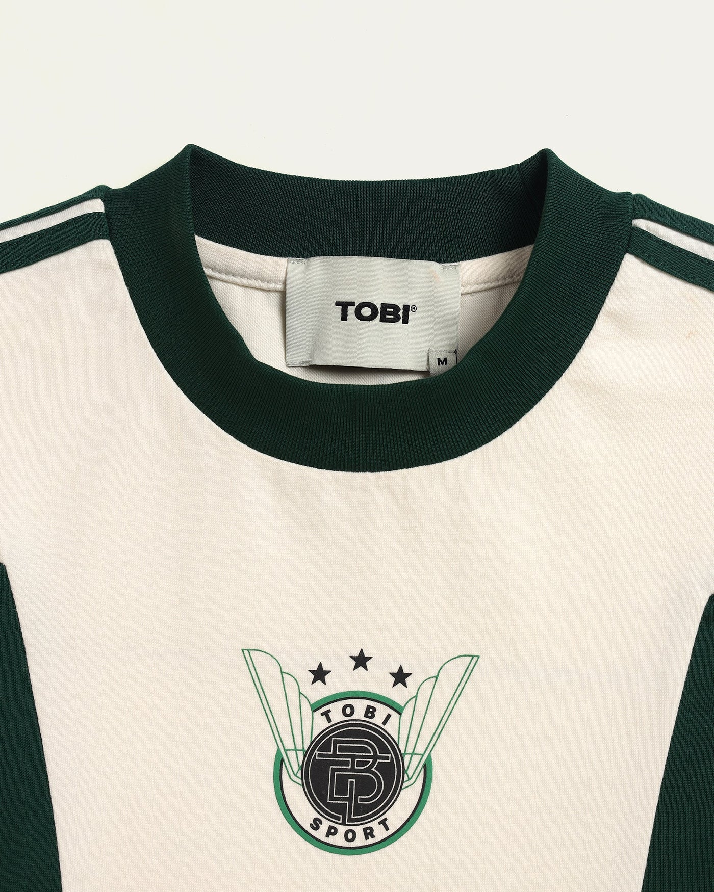 Stripped Boxy T-shirt - Green - TOBI