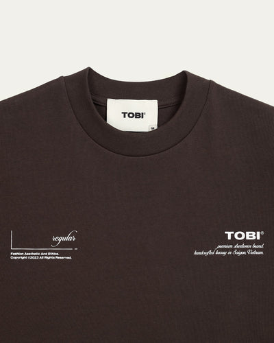 TOBI 280gsm Regular 2.0 Boxy T-shirt - Mocha - TOBI