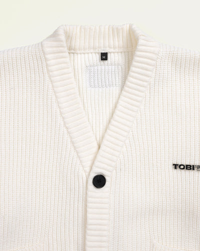 TOBI® Heavy Rib Knit Cardigan - Off White - TOBI