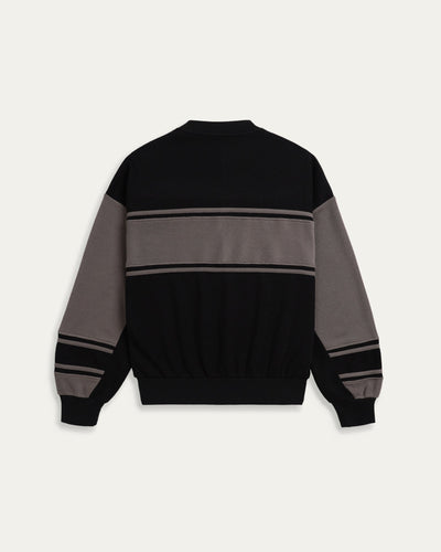 Waffle Panel Sweater - Black - TOBI