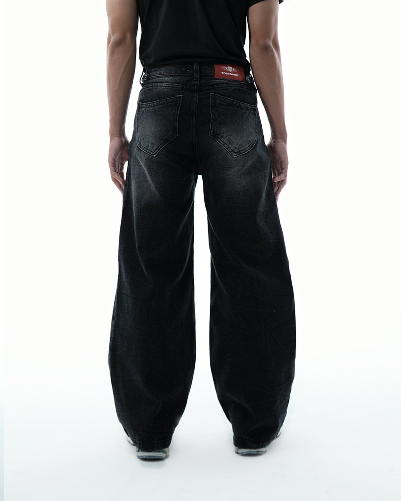Wide Leg Baggy Jeans - Black Thunder - TOBI